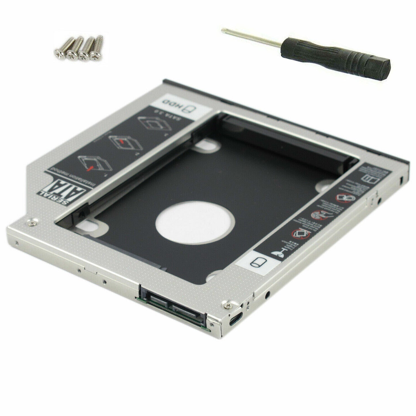 New12.7mm Universal for SATA 2nd HDD SSD Hard Drive Caddy CD/DVD-ROM Optical Bay