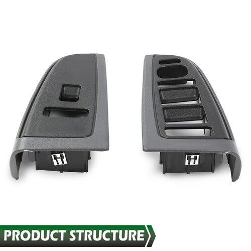 Solid Spare Front Window Switch Bezel Set Gray Fit For 03-07 Chevy Silverado GMC Sierra