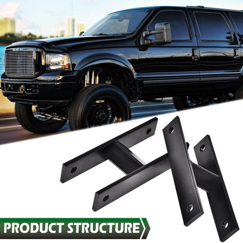 Solid Spare Fit For 1999-2004 Ford F-250 F-350 Super Duty 4WD Front Lift Shackles Kit Black