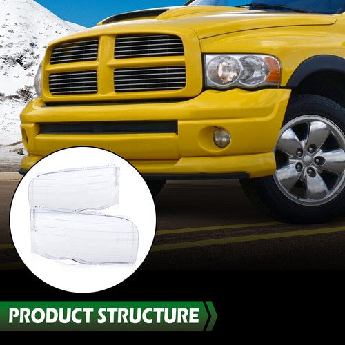 Solid Spare Fit For 2002-2005 Dodge Ram 1500 2500 3500 Clear Headlight Replacement Lens