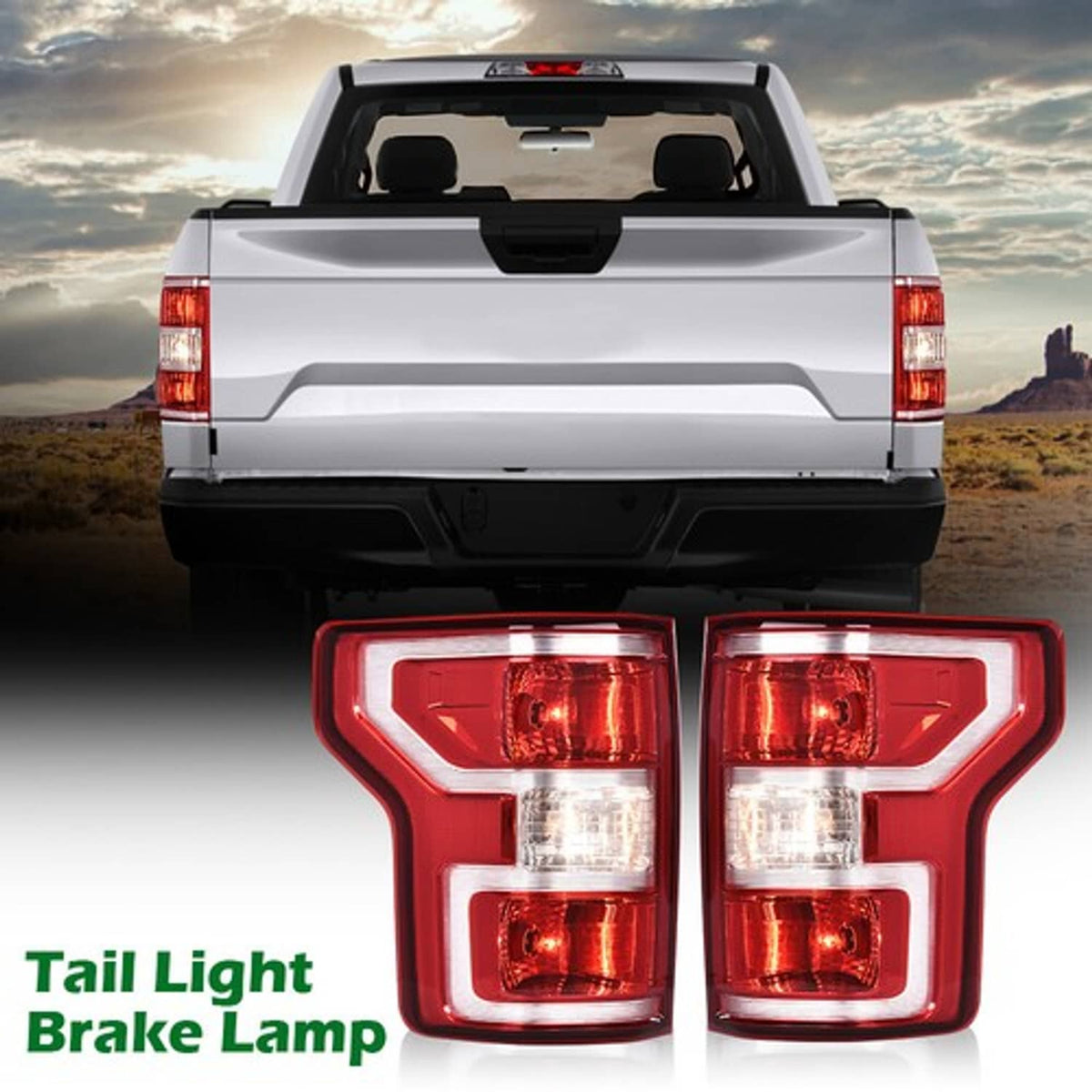 Solid Spare Fit For Ford F-150 Pickup 2018 2019 2020 Brake Tail Light Rear Lamp Left+Right