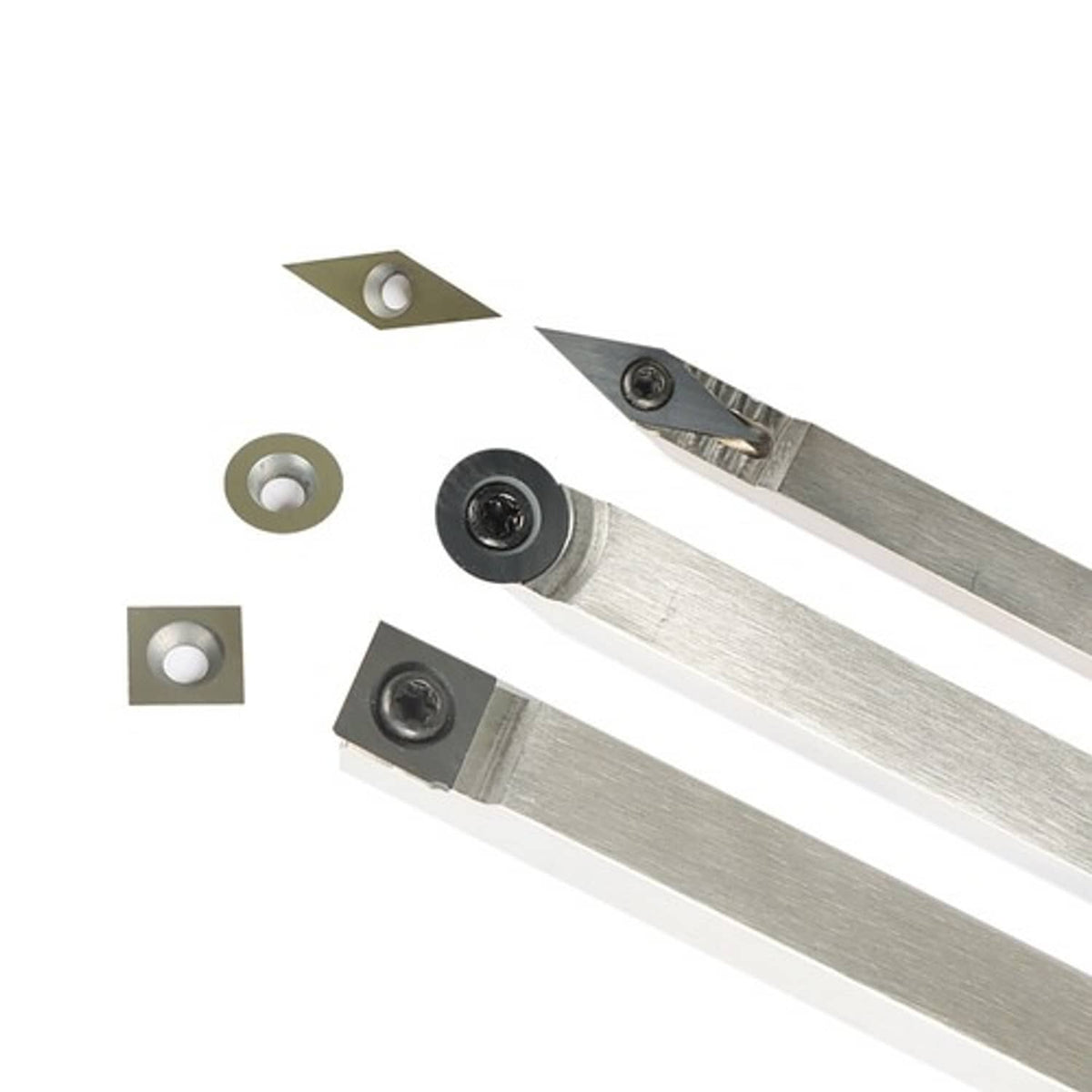 Solid Spare Carbide Woodturning Tool Mini Size 3 Piece Set Includes Diamond Shape Round