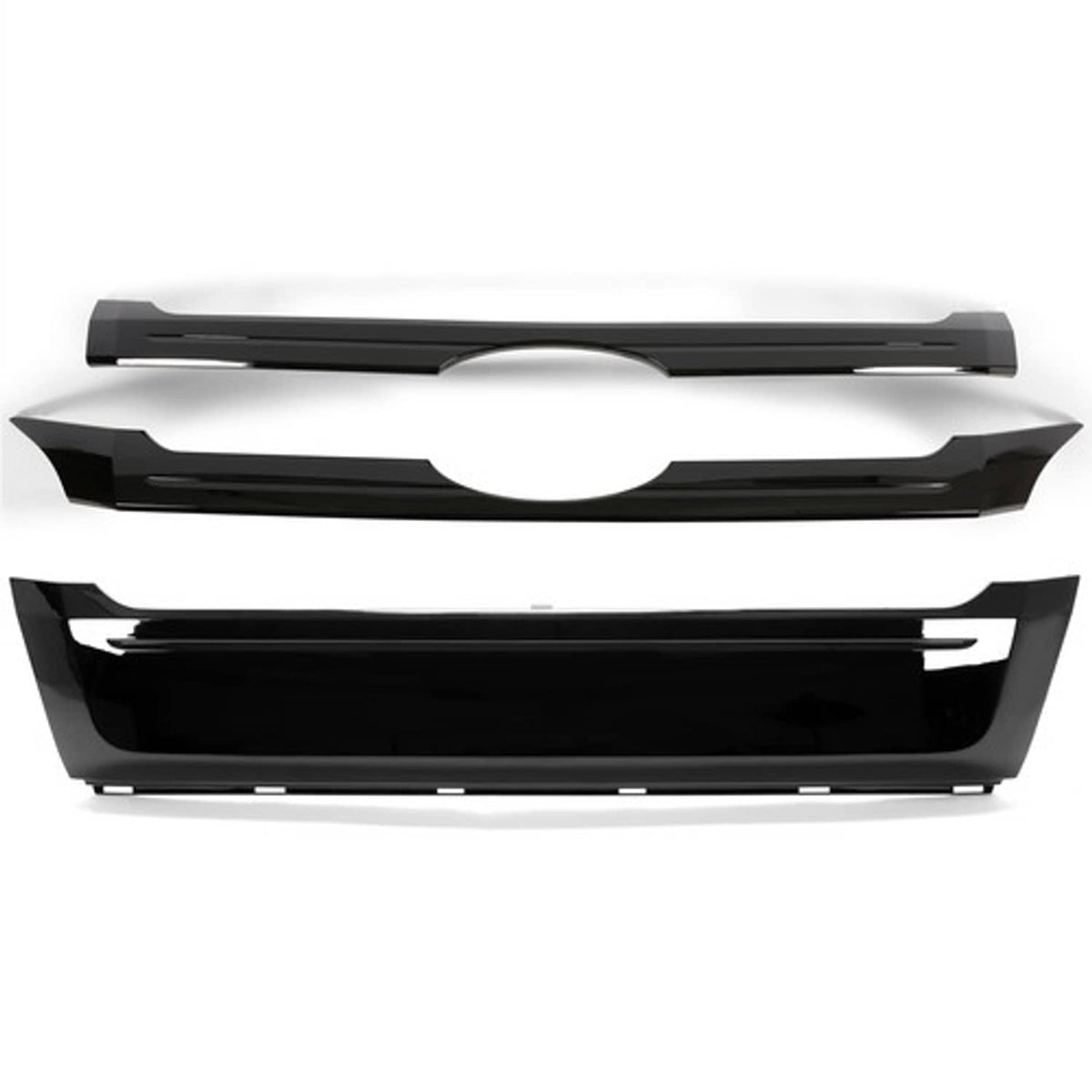 Solid Spare Fit 2011-2014 Ford Edge 3PCS Glossy Black ABS Front Bumper Grille Trim Molding