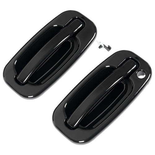 Solid Spare 2Pc Front Outer Door Handle Set For 1999-2007 Chevy Silverado 1500 Glossy Black
