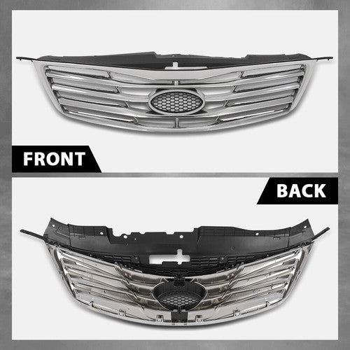 Solid Spare Fit For 12-14 Hyundai Azera Front Bumper Upper Grille Grill Black & Chrome
