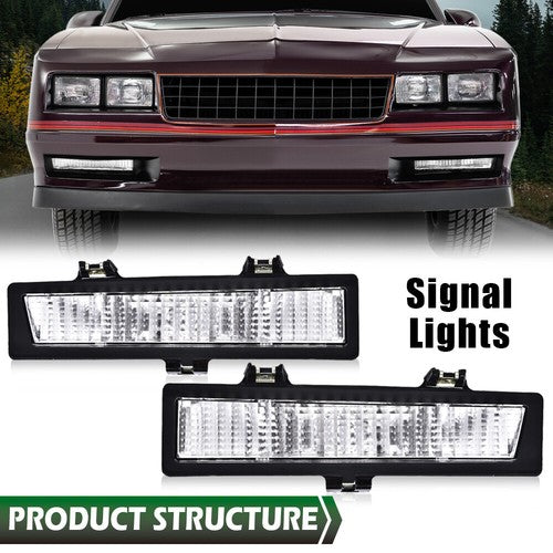 Solid Spare Front Park Turn Signal Lights Clear Fit For 1981-1988 Chevy Monte Carlo SS