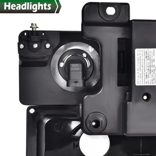 Solid Spare LED DRL Headlights+Bumper Lamps Black Fit For 94-98 GMC C/K Sierra Suburban