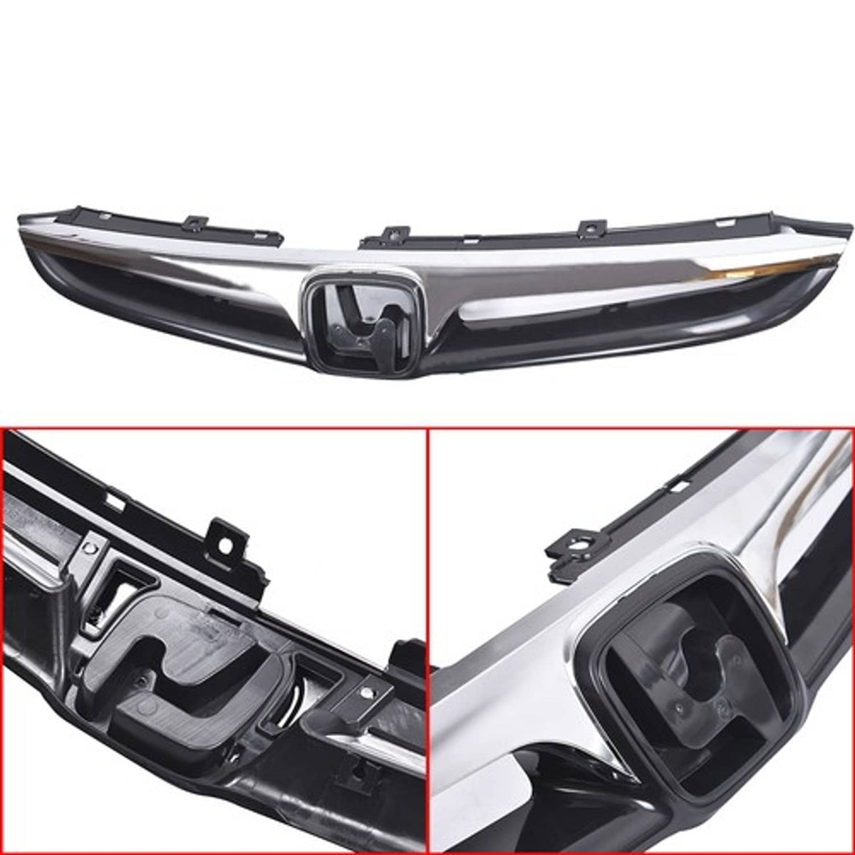 Solid Spare Plastic Black Chrome Front Fit For Honda Accord Sedan 2006-2007 Bumper Grille