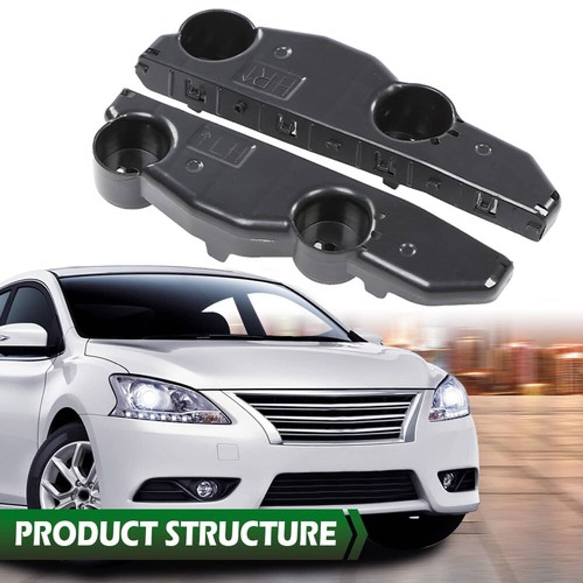 Solid Spare Fit For 13-15 Nissan Sentra Front Bumper Brackets Left+Right Pair Set