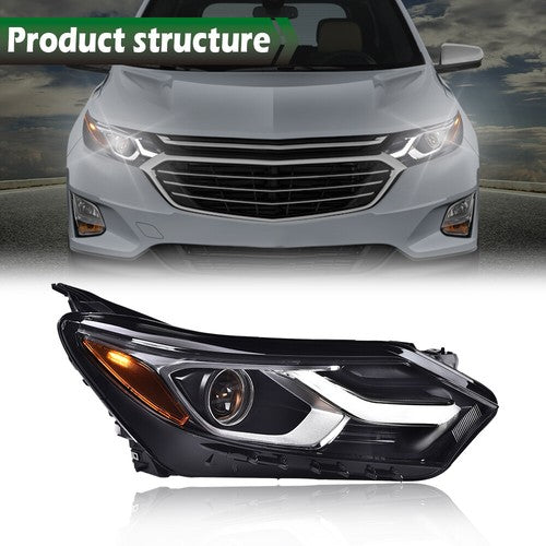 Solid Spare Passenger Right Headlight Headlamp Halogen w/LED DRL For 2018-2020 Chevy Equinox