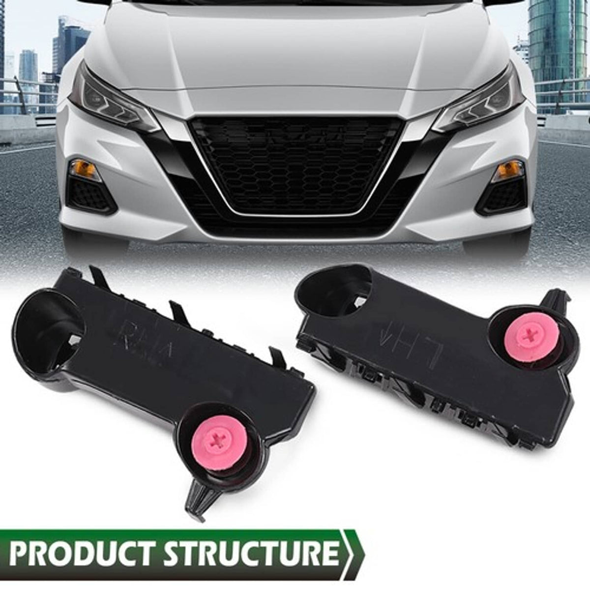 Solid Spare Fit For 2019-2021 Nissan Altima Front Bumper Brackets Retainers Left Right 2pc