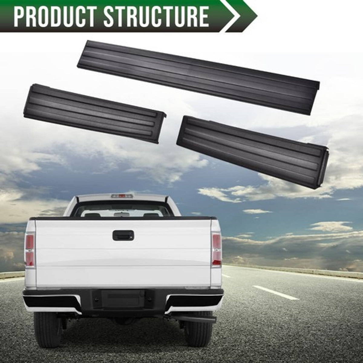 Solid Spare Fit For 2009-2014 Ford F150 Flexible Flex Step Tailgate Molding Trim Black New