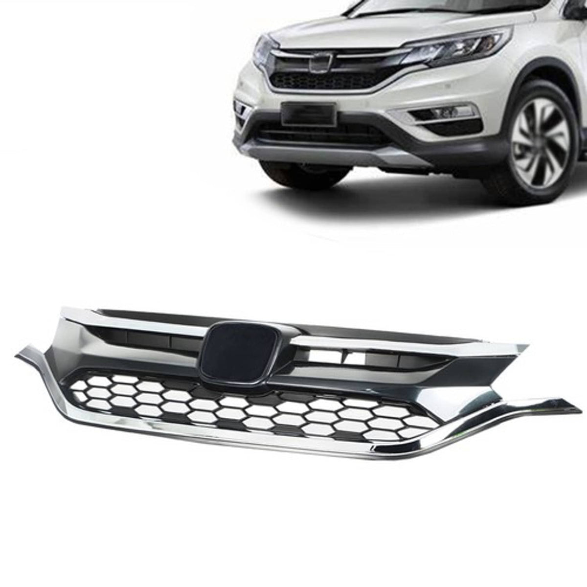 Solid Spare Front Bumper Cover Upper Trim + Lower Grille Replacement For Honda CRV 2015 2016