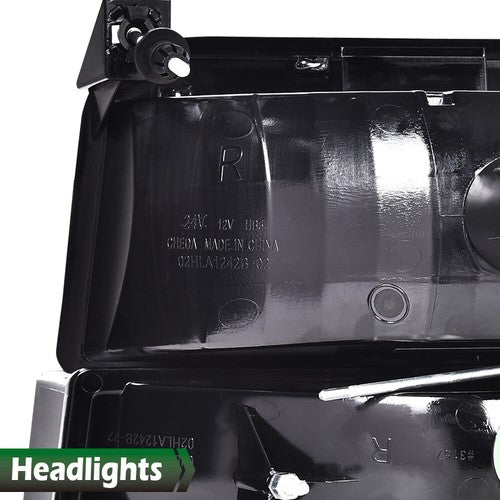 Solid Spare Fit For 92-96 Ford F150 F250 F350 Bronco Clear/Black LED DRL Headlights