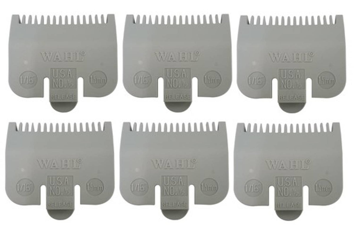 Solid Spare 6 Wahl Professional Color Coded Clipper Guide Comb Attachment #1/2, 1/16", 1.5mm