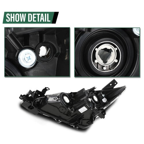 Solid Spare Fit For 2014-2016 Mazda 3 Clear/Black Projector Headlights Assembly Left+Right