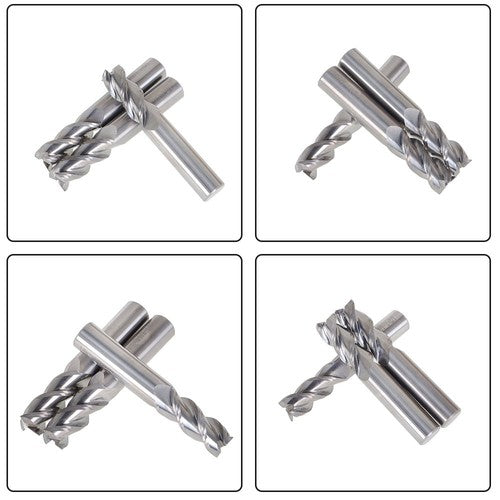 Solid Spare 1/2" 3 Flute Carbide End Mill for Aluminum x 1-1/4" Cutting Length 3PCS