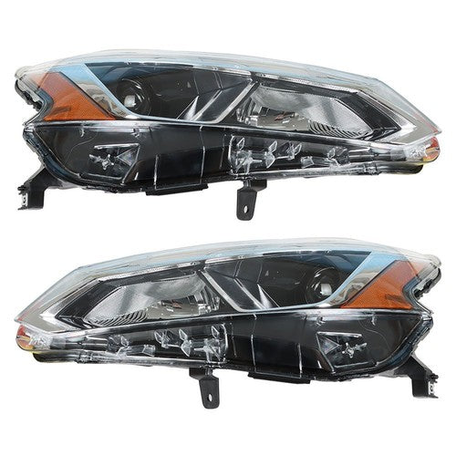 Solid Spare For Nissan Altima 2019-2020 LH+RH Headlight Replacement Halogen Chrome Housing