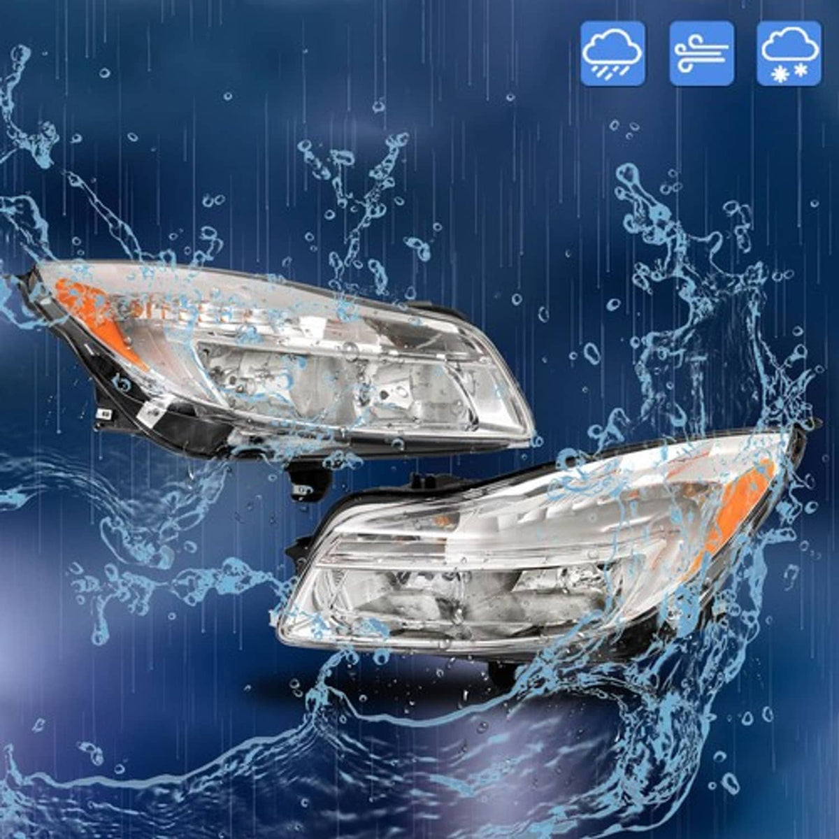 Solid Spare For Buick Regal 2011 2012 2013 Right+Left Side Halogen Headlights Assembly Clear