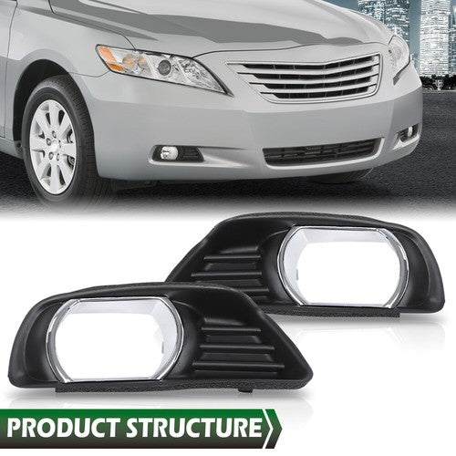 Solid Spare Fit For 07-09 Toyota Camry Front Bumper Fog Light Bezel Lamp Trim Left+Right