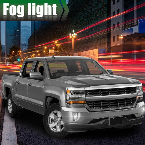 Solid Spare Fit For 2016-2018 Chevy Silverado 1500 LED Smoke Bumper Fog Light Lamps+Switch
