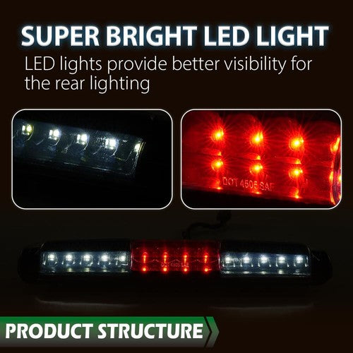 Solid Spare Fit For 99-2006 Chevy Silverado GMC Sierra LED 3rd Brake Light Cargo Lamp Black