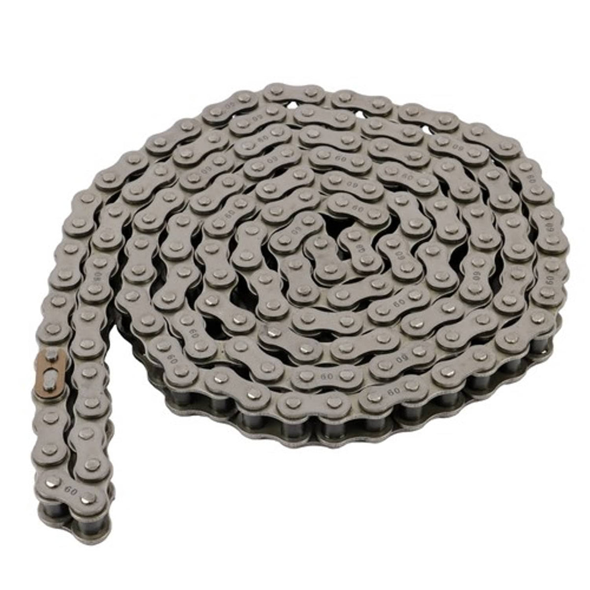 Solid Spare Carbon Steel #60 Roller Chain × 10 Feet with Two Free Connecting Links