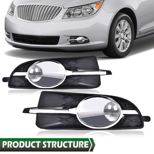 Solid Spare Fit For 2010-2013 Buick LaCrosse Bumper Fog Lights Driving Lamps w/ Bulbs+Bezel