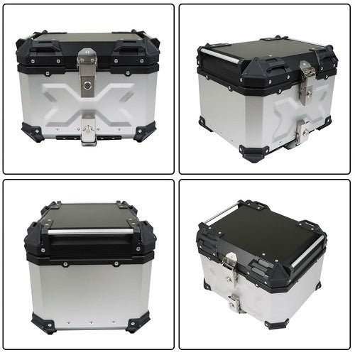 Solid Spare Motorcycle Aluminum Trunk Rear Top Case Luggage Tour Tail Tool Box Lock 45L USA