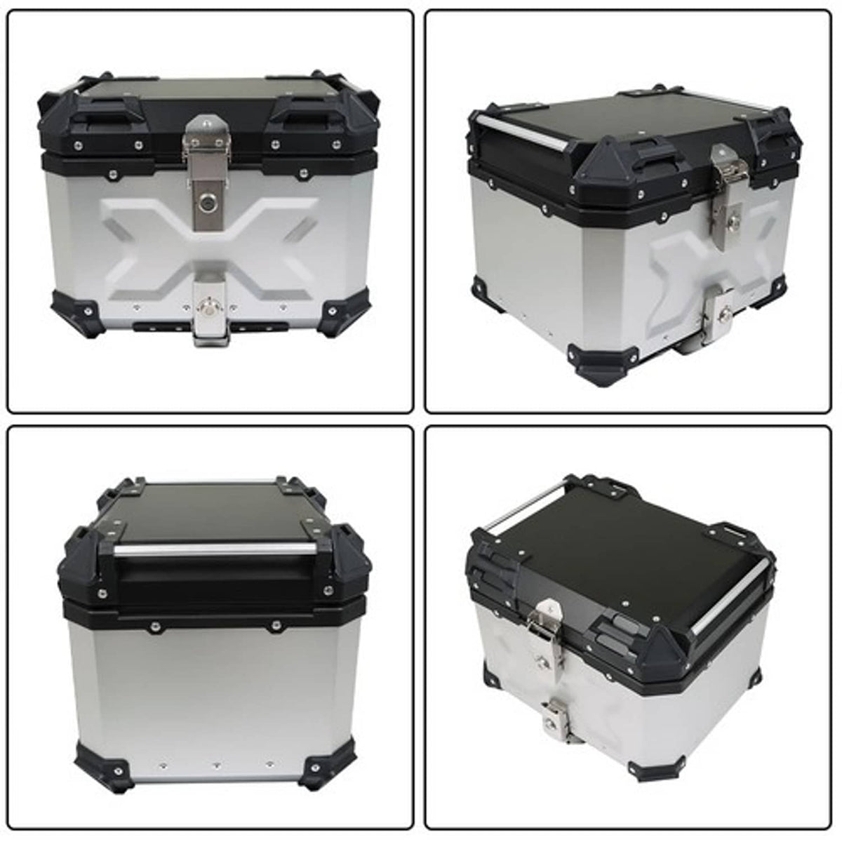 Solid Spare Motorcycle Aluminum Trunk Rear Top Case Luggage Tour Tail Tool Box Lock 45L USA
