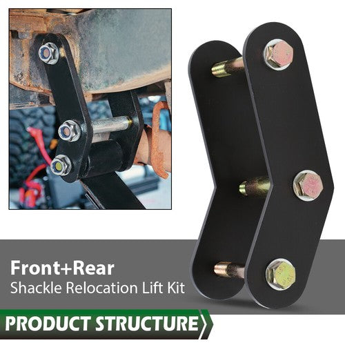 Solid Spare 2" Front + Rear Shackle Relocation Lift Kit Fit For 1987-1995 Jeep Wrangler YJ
