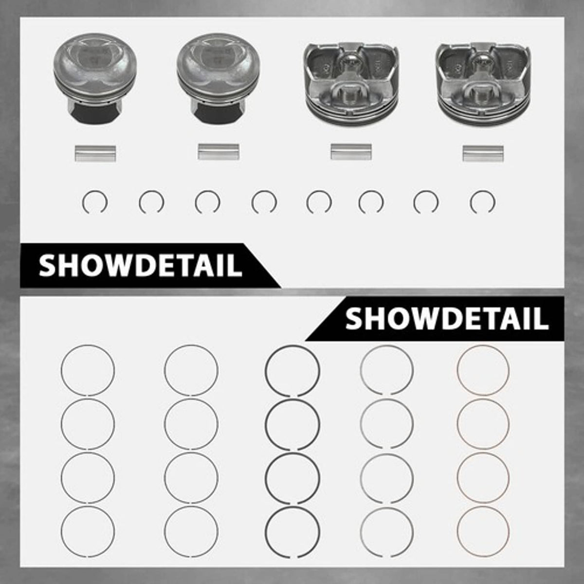 Solid Spare Fit For 11-19 Hyundai Sonata Kia Sorento Optima 2.4L Engine Pistons w/ Rings Kit