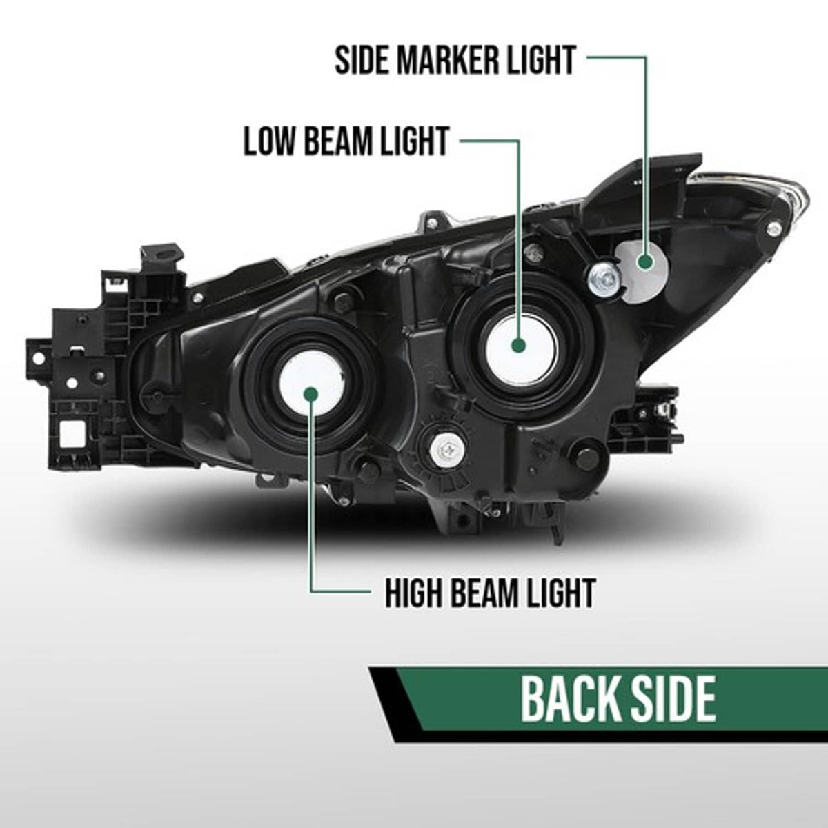 Solid Spare Halogen Projector Headlight Passenger Right RH Fit For 14-16 Mazda 3 Sport