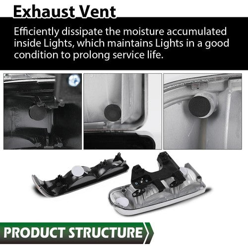 Solid Spare Fit For 98-04 Chevy S10 Blazer Chrome/Amber Corner Headlights Bumper Headlamps