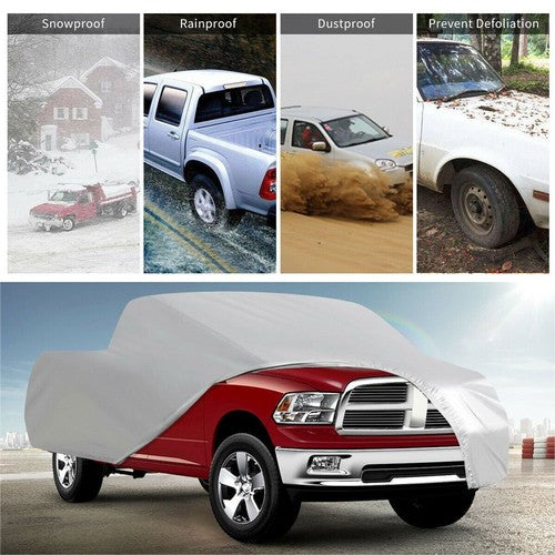 Solid Spare Pickup Truck Cover Waterproof UV Rain Dust Outdoor Protection Silver Universal