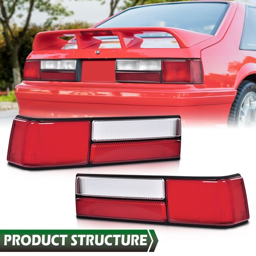 Solid Spare Fit For 87-93 Ford Mustang Fox Body LX Style Tail Light Lens Left+Right