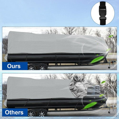 Solid Spare Waterproof 21-24ft Boat Cover Trailerable Pontoon Dust Resistant Gray