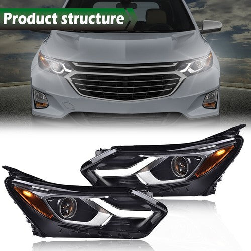 Solid Spare Fit For 2018-2021 Chevy Equinox Factory Halogen LED DRL Headlights Headlamps
