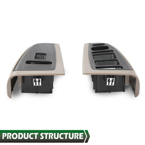 Solid Spare Fit For 2003-2007 Chevy Silverado GMC Sierra Front Window Switch Bezel 2pcs