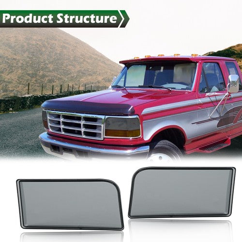 Solid Spare Fit For 1992-1996 Ford F150 F250 F350 Bronco Smoke Headlights Replacement Lens