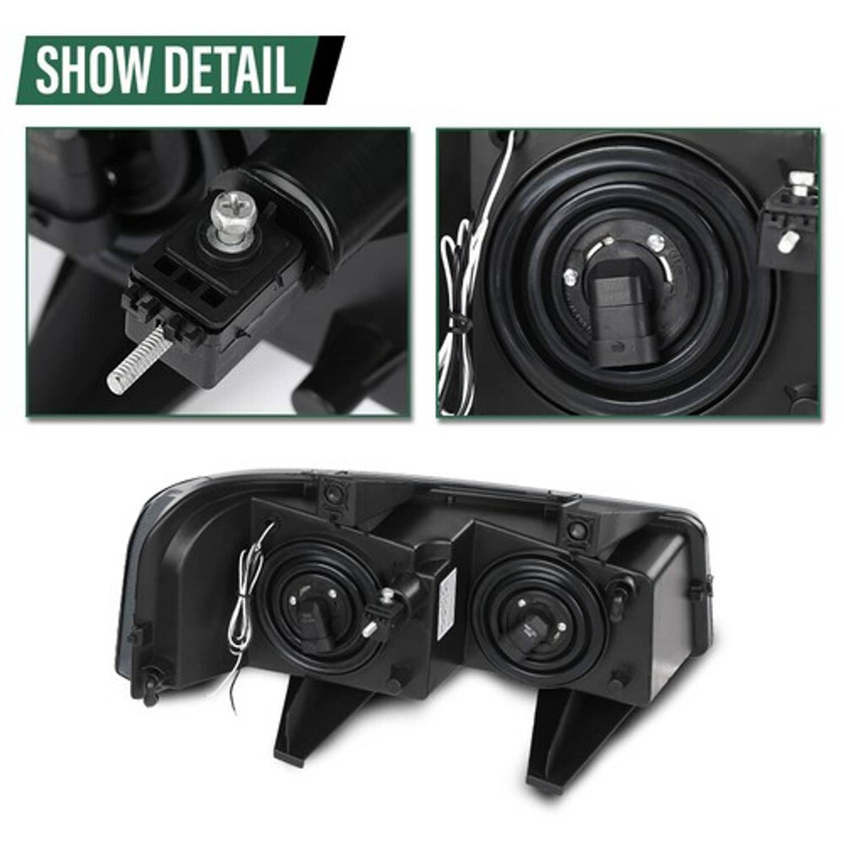 Solid Spare LED DRL Headlights Smoke Fit For 03-23 Chevrolet Express GMC Savana Van