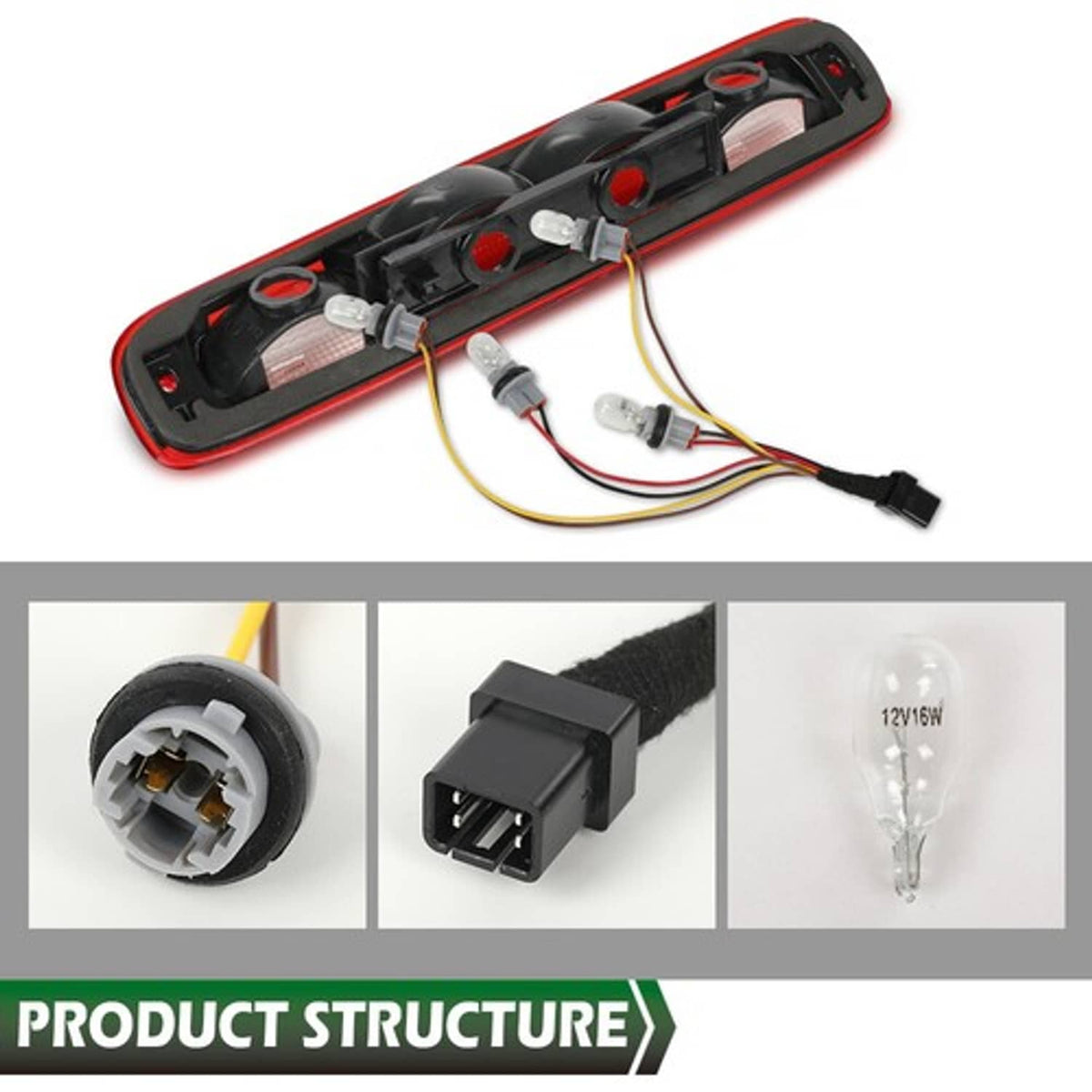Solid Spare Fit For 99-07 Chevy Silverado GMC Sierra 3rd Brake Tail Light Stop Lamp w/ Bulbs