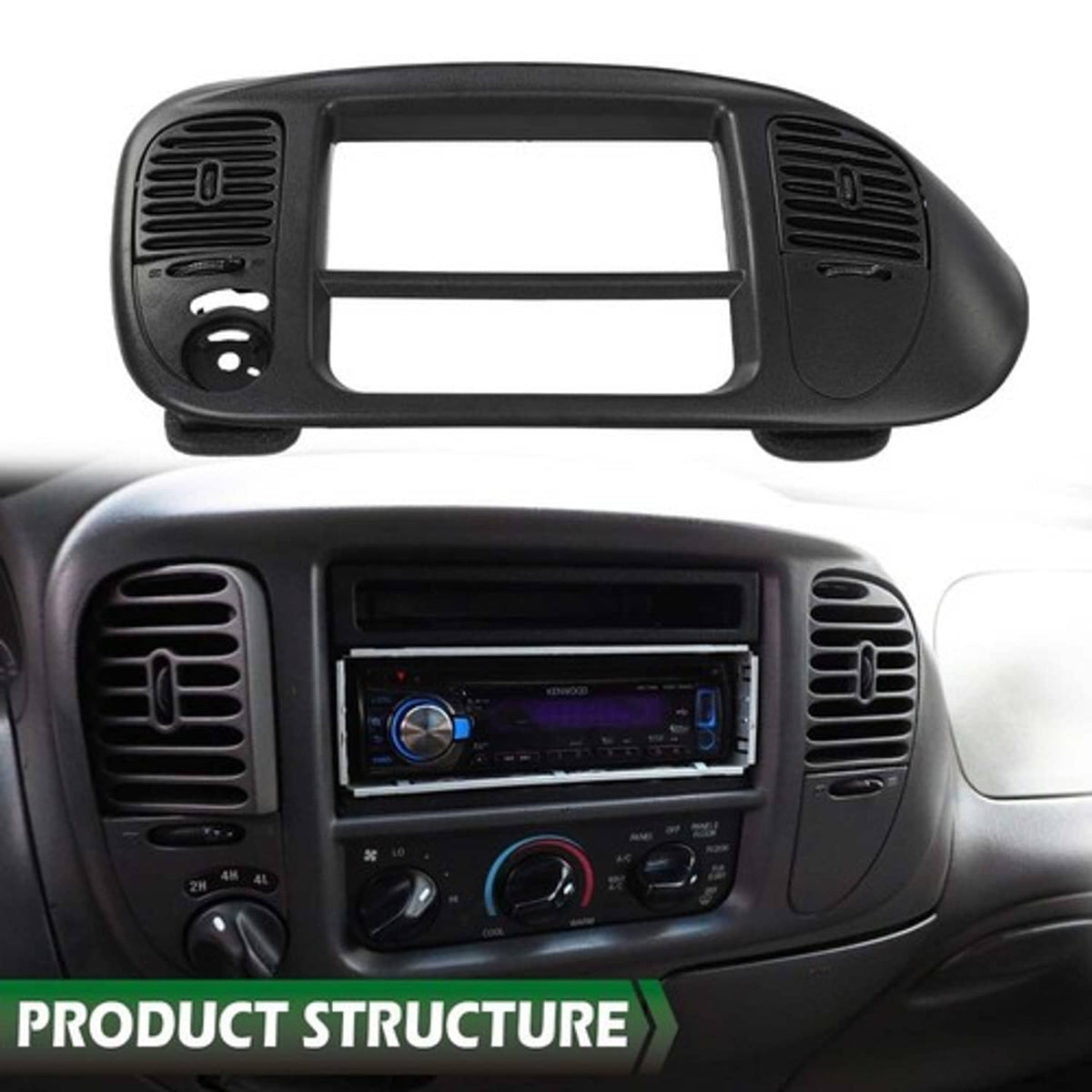 Solid Spare Fit For 1997-2003 Ford F150 Expedition Radio Climate Trim Bezel Dash Panel Black