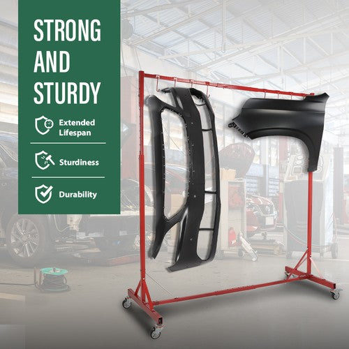 Solid Spare 5-7ft Red Painting Rack Adjustable Paint Hanger 8 Hooks Auto Body Painting Stand