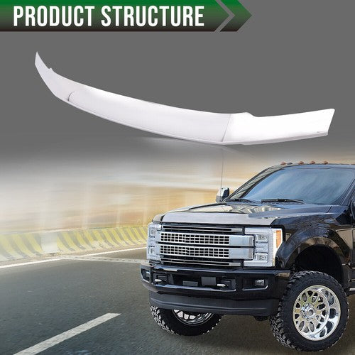 Solid Spare Fit For 2017-2020 Ford F250 F350 Super Duty Hood Deflector Bug Shield Chrome