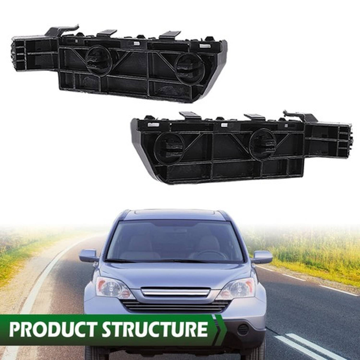 Solid Spare Fit For 2007-2011 Honda CR-V CRV Front Bumper Bracket Driver Passenger Set 2pcs