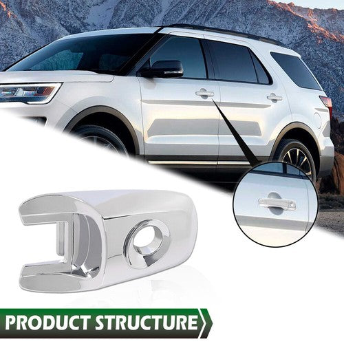 Solid Spare Left Driver Chrome Door Handle Key Bezel Cover Trims Fit For 11-19 Ford Explorer