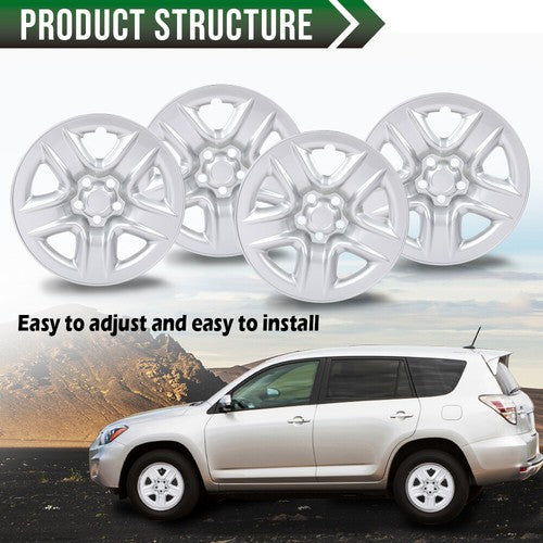 Solid Spare 4pcs 17" Wheel Skin Hub Cap Full Rim Cover Silver Fit For 2006-2012 Toyota RAV4
