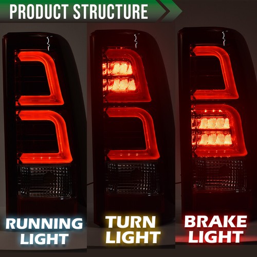 Solid Spare Fit For 99-02 Chevy Silverado 1500/99-06 GMC Sierra LED Tube Tail Lights Red