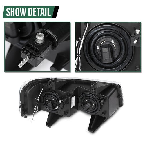 Solid Spare LED DRL Headlights Chrome Fit For 2003-2023 Chevrolet Express GMC Savana Van
